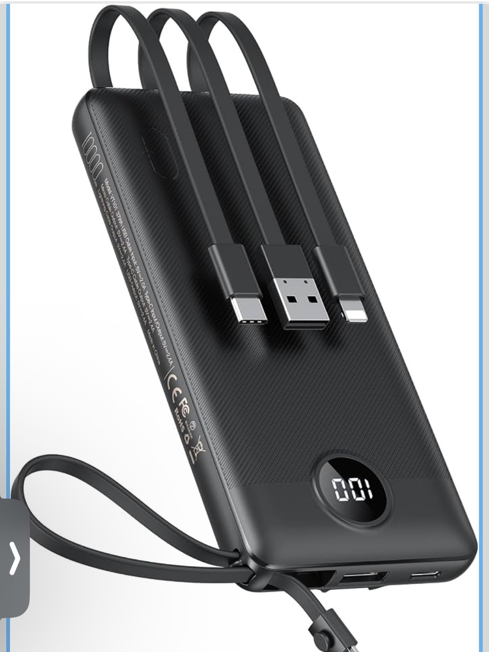 Vrurc - NIB Power Bank With Built In Cables